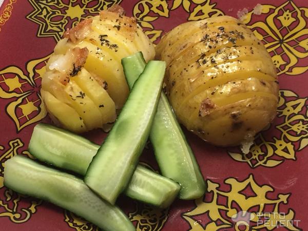 Картошка - гармошка, вкусная картошка в духовке с салом, запечённый картофель