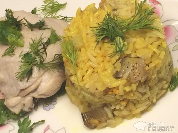 Курица с баклажанами и рисом