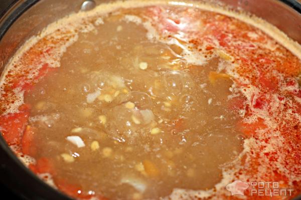 Суп из красной чечевицы с копченой курицей фото