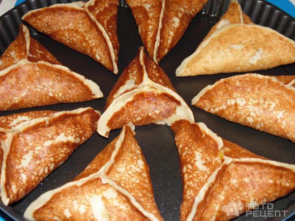 Блины треугольником с начинкой