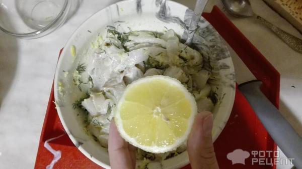 Кальмар в чесночно-лимонном соусе фото