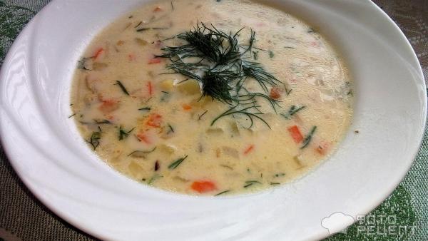Сырный овощной суп фото