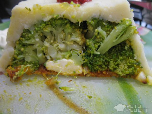 Картофельная запеканка с брокколи фото