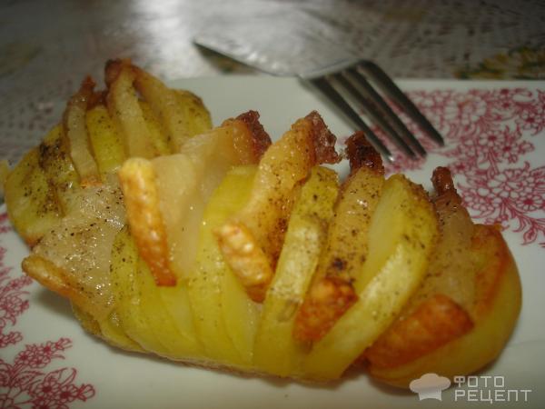 Картошка-гармошка с беконом (салом) и сыром