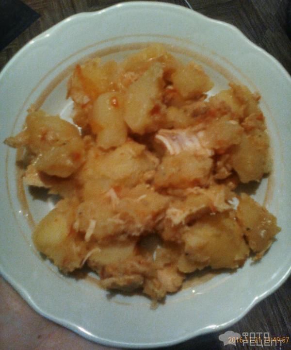 Тушеный картофель с куриным филе фото