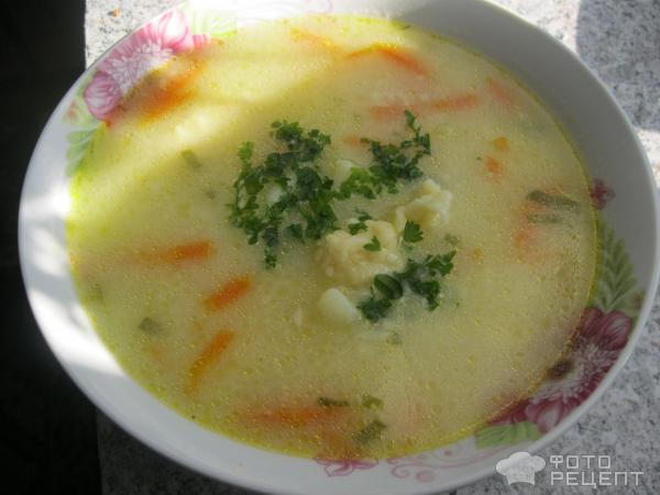 Суп сырный с клецками фото