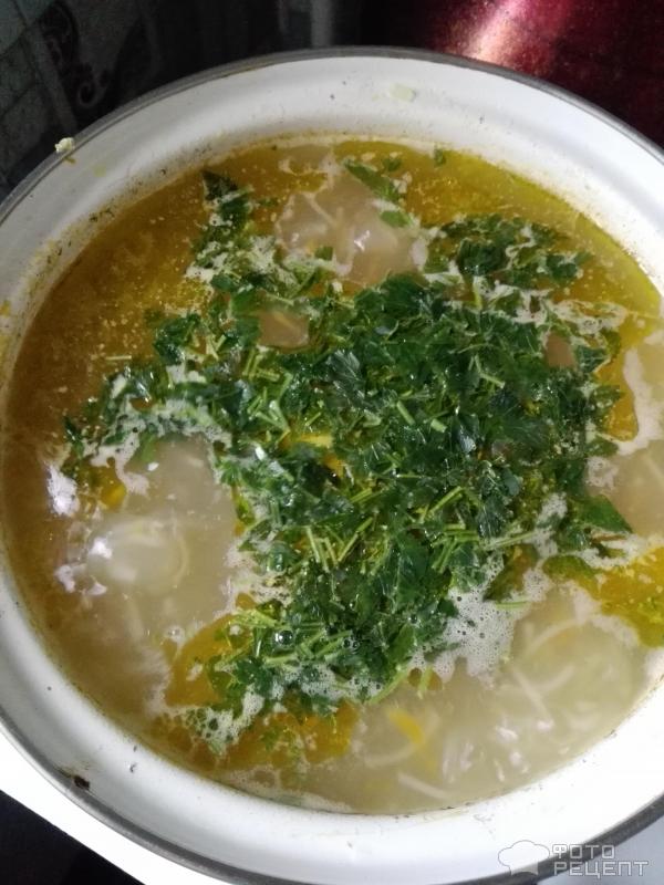 Легкий суп из вермишели и потрошков фото