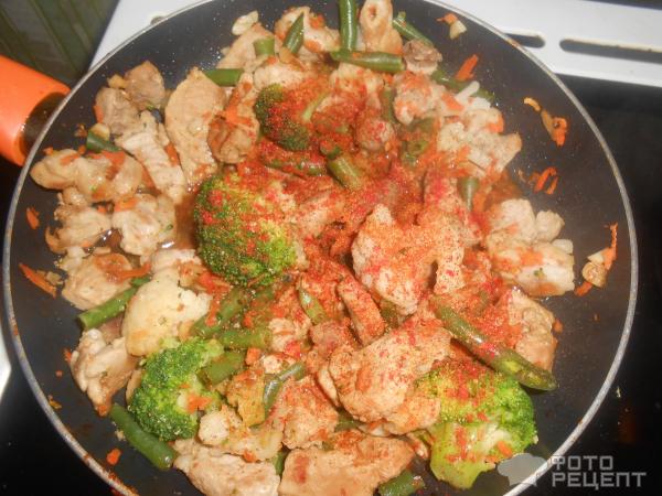 Рецепт: Рисовая лапша с мясом - С овощами и свининой