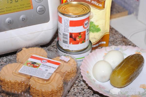 Салат с тунцом в тарталетках - рецепт приготовления с пошаговыми фото