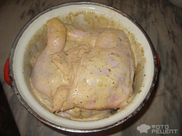 Картофель с курицей в чесночном соусе (запеченный в духовке) фото