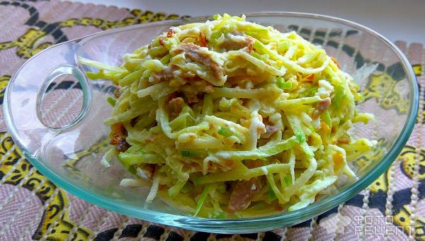 Салат из зеленой редьки с мясом, пошаговый рецепт с фото