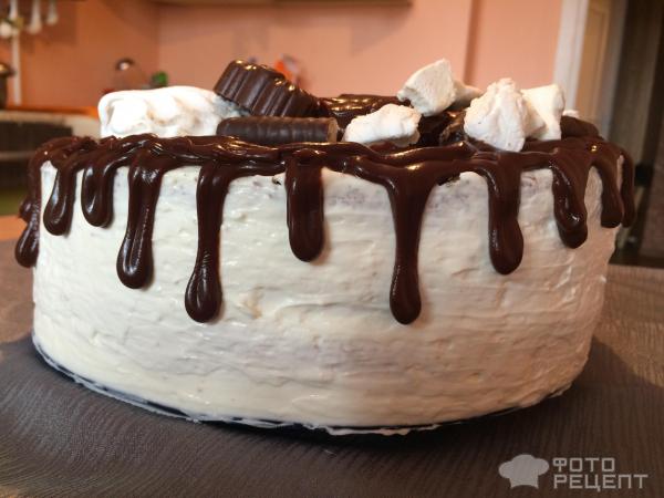Бисквитный торт со сливочно- сметанным кремом фото