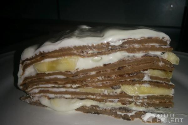 Блинный торт с шоколадным кремом фото