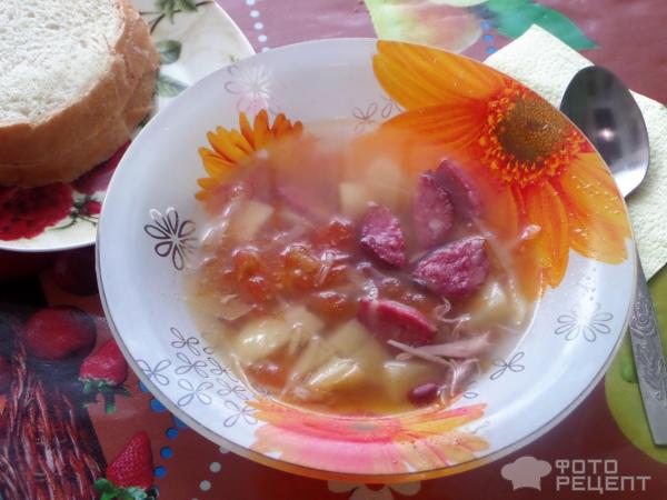 Немецкий суп с охотничьими колбасками фото