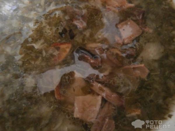 Серые щи со свининой и сушеными грибами фото