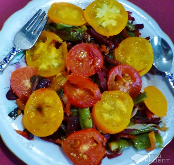 тушеная фасоль с овощами