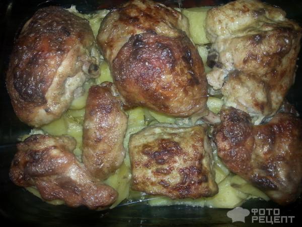 Картофель запеченный с курицей фото