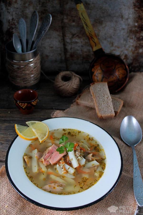 Суп с пшеном и лососем фото