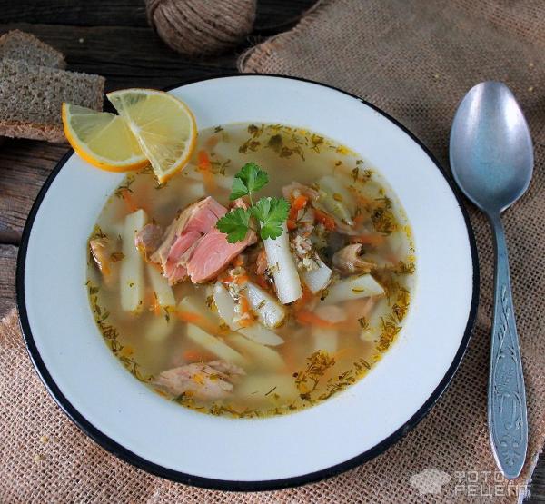 Суп с пшеном и лососем фото