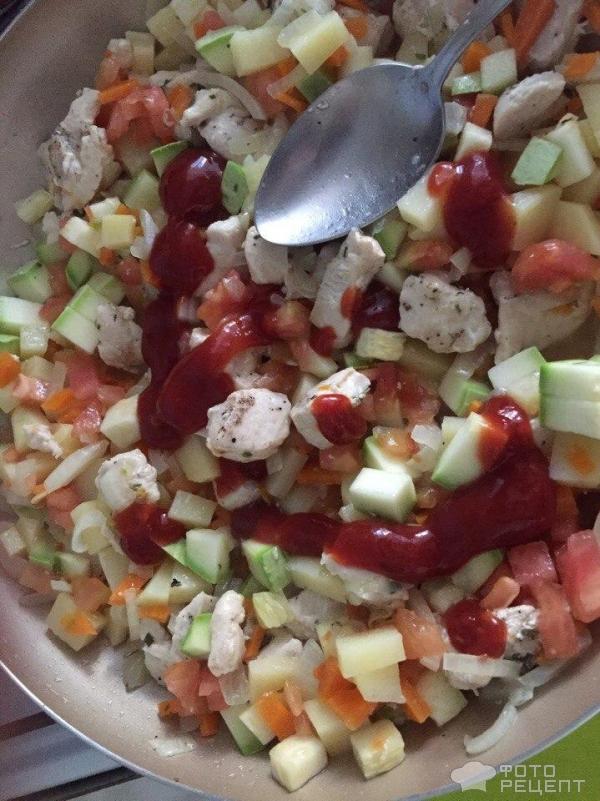 Овощное рагу с курицей фото