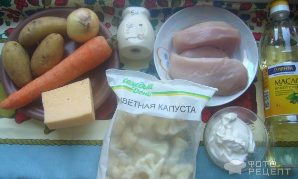 Запеканка с курицей и овощами фото