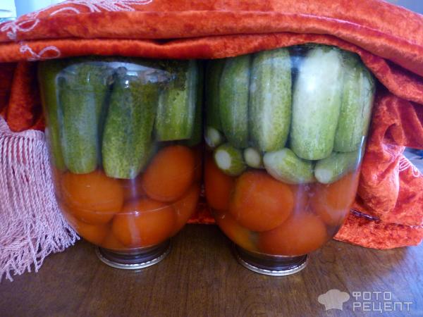 Консервированные помидоры с огурцами фото