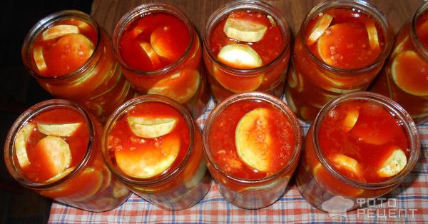 Кабачки в томатном соусе на зиму, пошаговый рецепт на ккал, фото, ингредиенты - alla_33