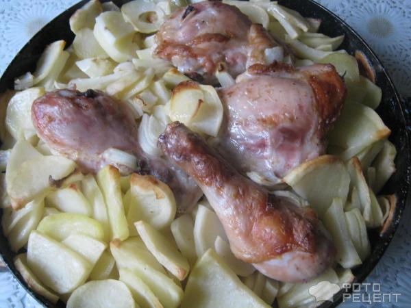 Курица с картошкой запеченная под майонезом фото