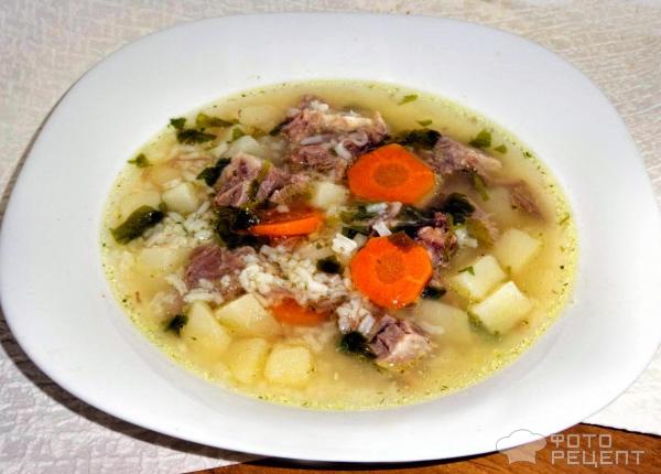 Легкий суп с свиным языком фото