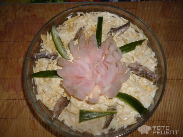 Вкусный салат со шпротами рыбки в пруду