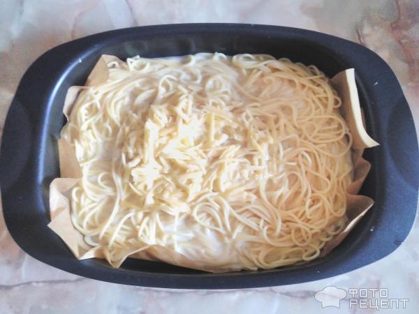 Запеканка из спагетти с курицей фото