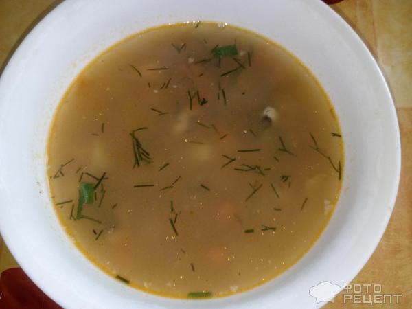 Суп с гречкой и фасолью фото