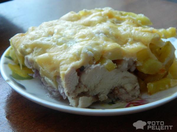 Запеканка картофельная с куриным мясом фото