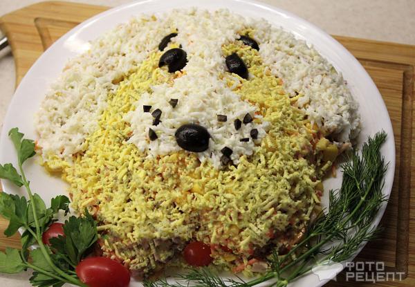 Новогодний салат Собака фото