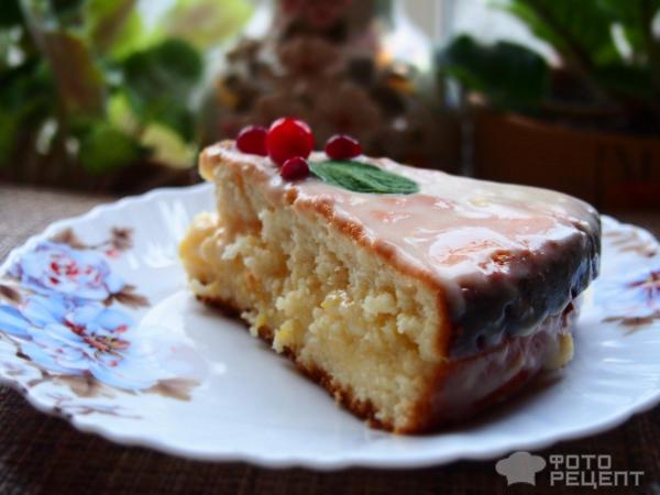 Рождественский бисквитный торт с заварным кремом фото