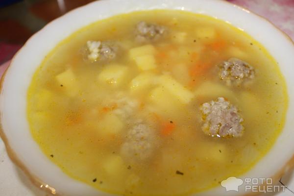 Суп с крупами и фрикадельками фото