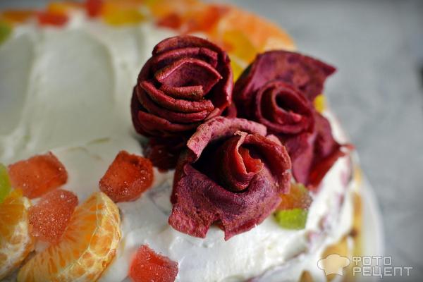 Блинный торт Красный бархат с творожным кремом фото