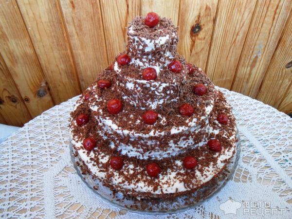 Красивый торт украшенный ягодами сделанный в два яруса