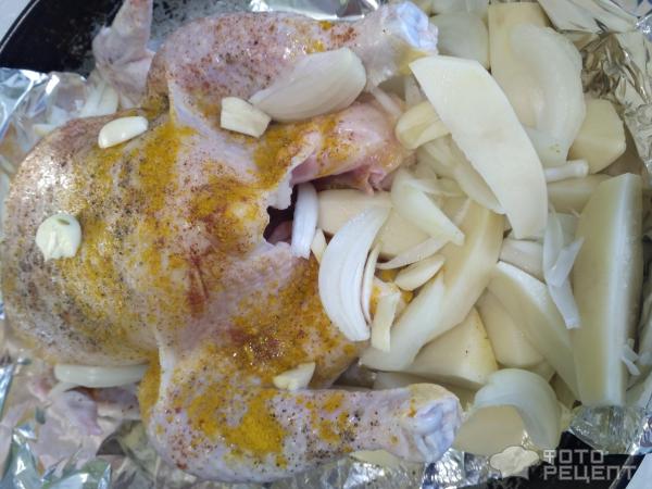 Курица с овощами в фольге в духовке фото
