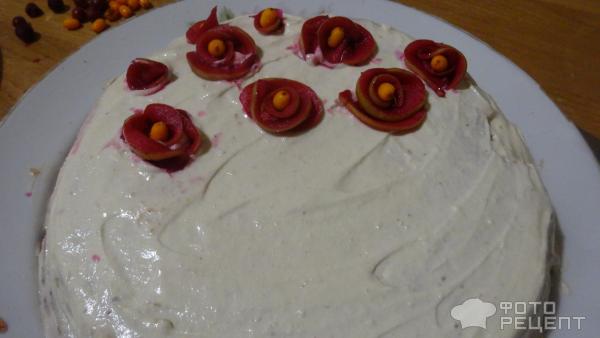 Торт Розовые розы с творожным кремом фото