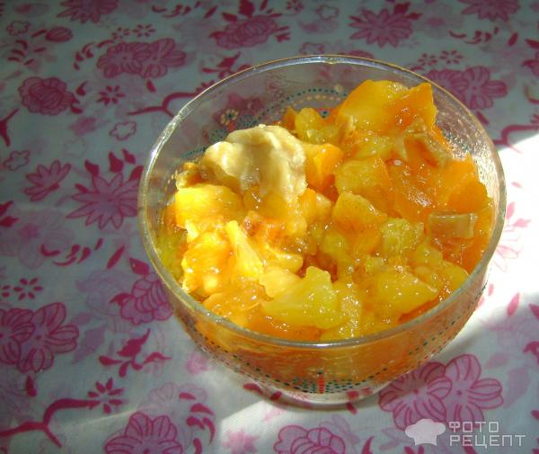 Салат-коктейль Витаминный из хурмы и апельсинов фото