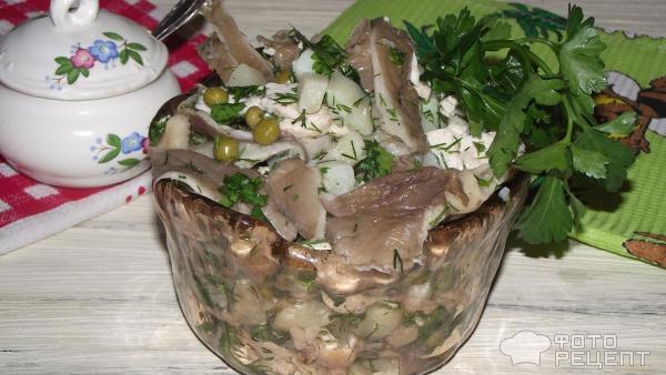 Салат с грибами, курицей и картошкой без майонеза фото