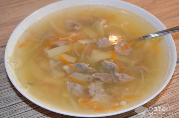 суп-лапша из куриных желудков