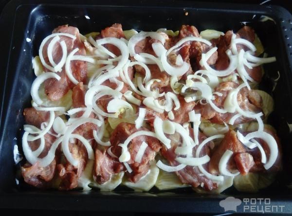 Картошка со свининой в духовке фото