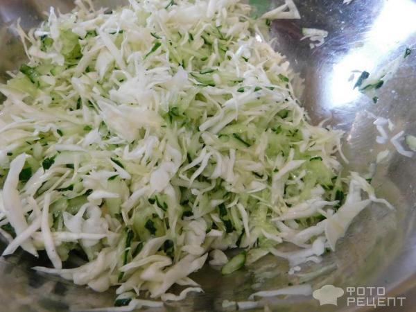 Салат из свежей капусты с огурцами фото
