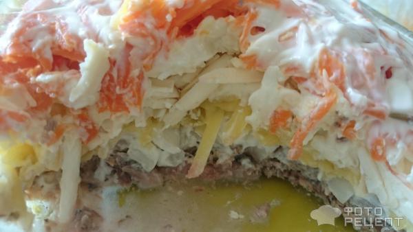 Салат Мимоза с копченым сыром фото