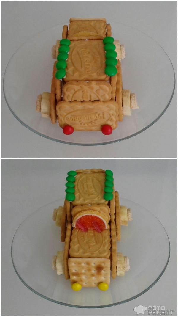 Детский десерт Машинка из печенья фото
