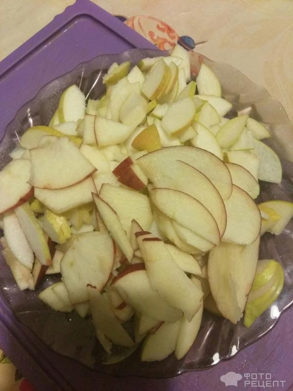 Шарлотка Искушение с яблоками и грушами фото