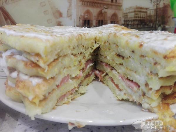 Кабачковый торт с колбасой фото