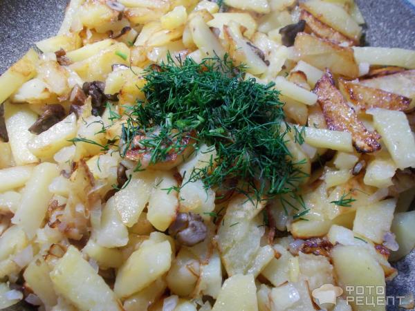 Рецепт: Жареная картошка с грибами - с подберезовиками